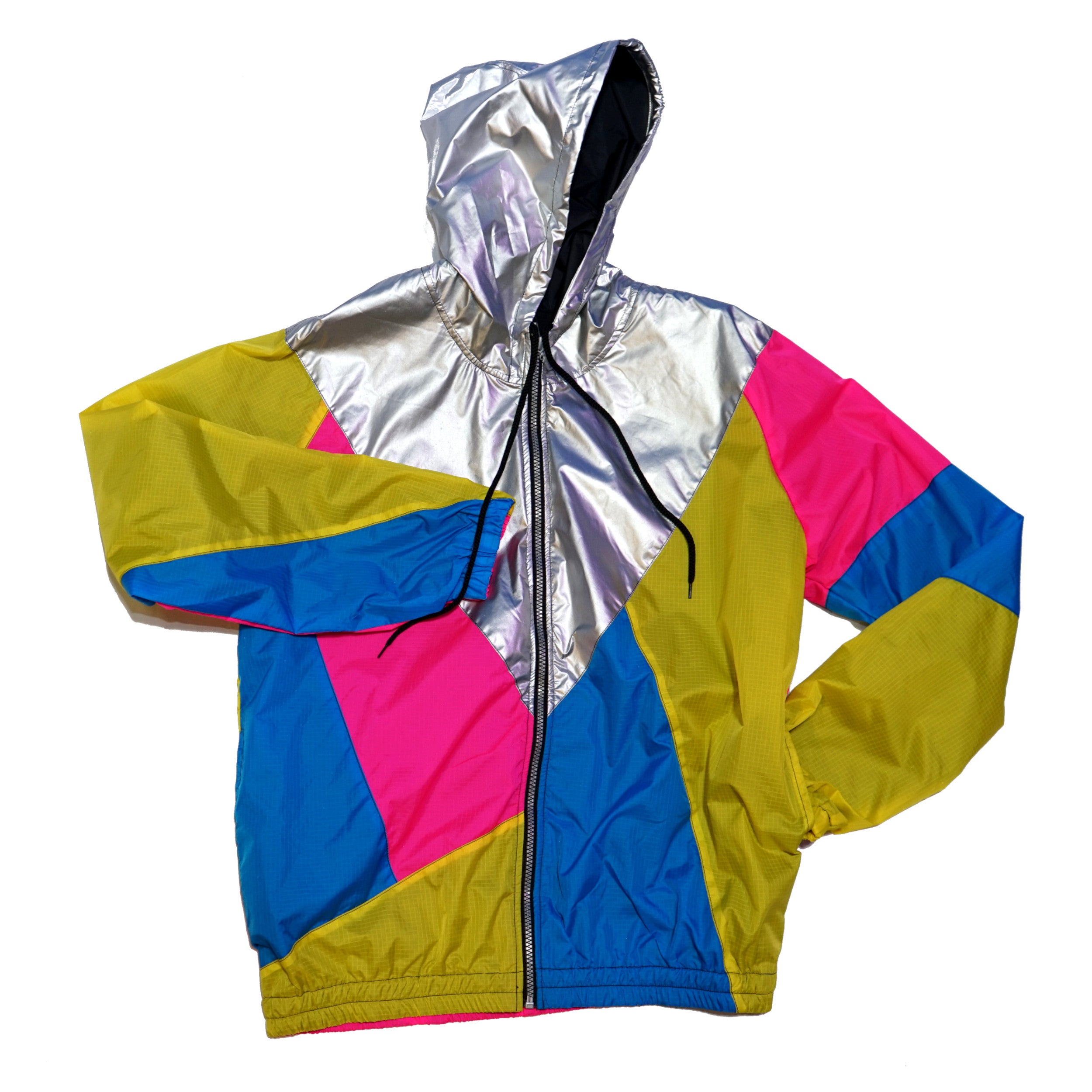 Silver Hood Yellow Pink Blue Track Jacket